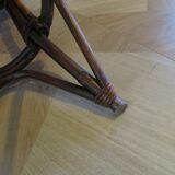 Set of 2 swivel bar stools / chairs - wood - cane - rattan - 80s