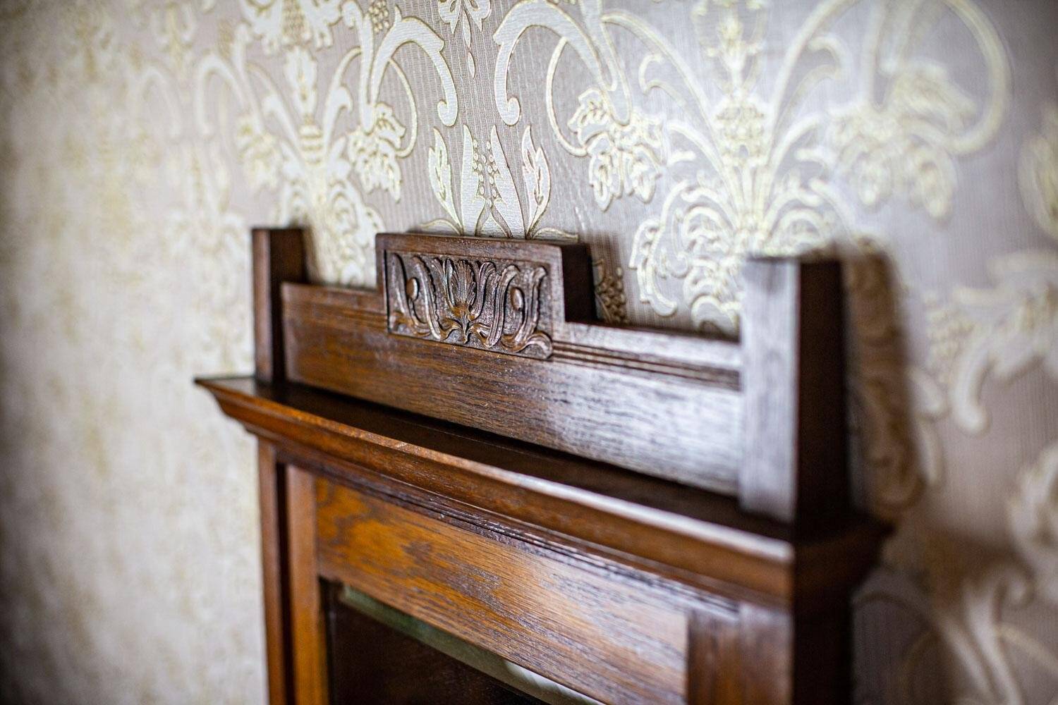 Vintage Floor Mirror in Light Brown Oak Frame, 1950s