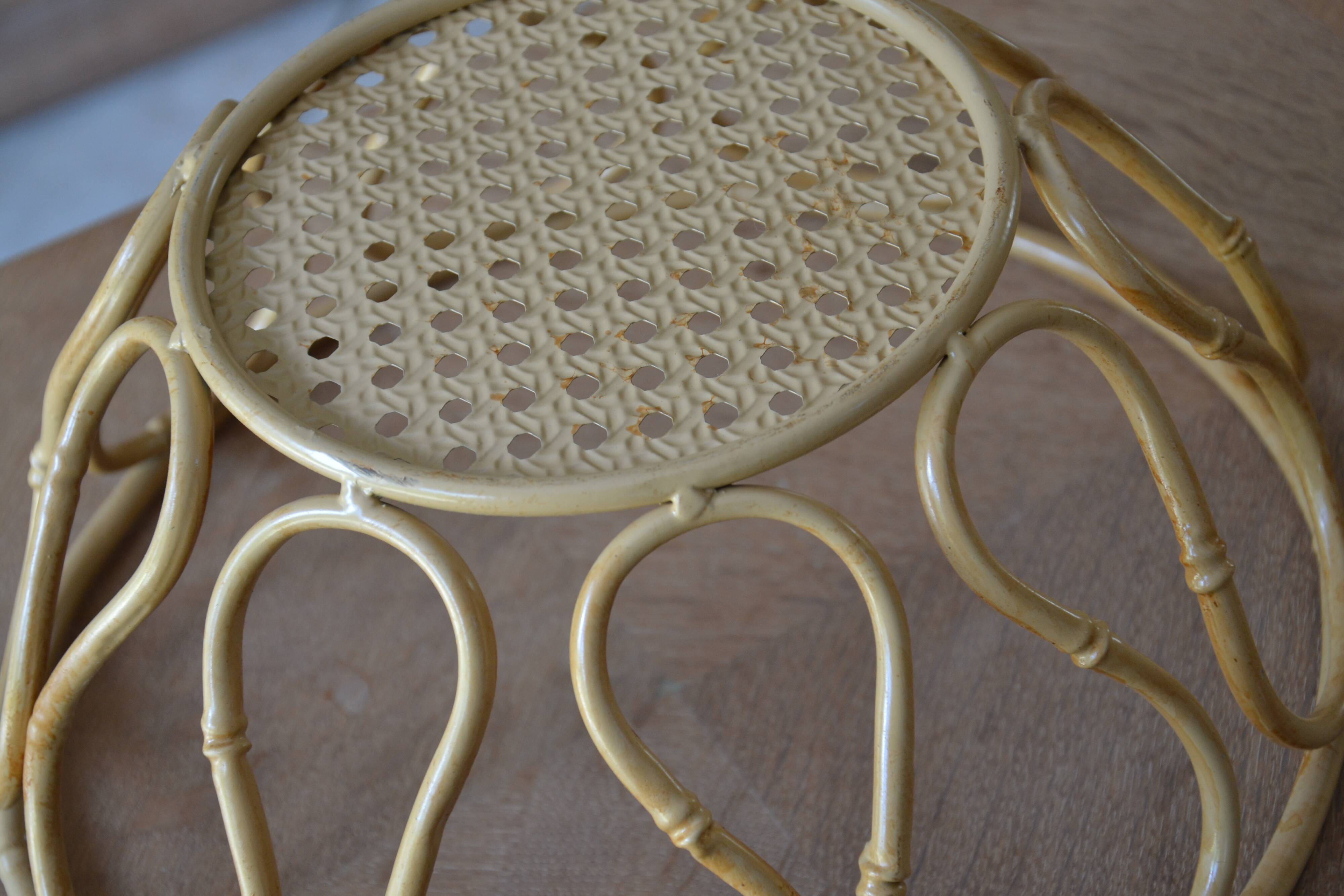 Corbeille, panier à fruits en métal imitant le bambou