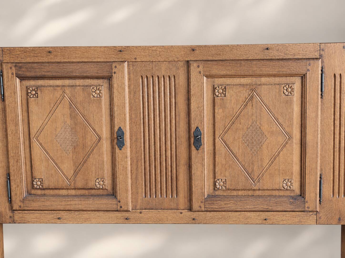Two-body sideboard in solid oak – unique piece by a cabinetmaker – 1960s