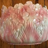 Ancien cache pot CLF forme hortensia rose et blanc vintage