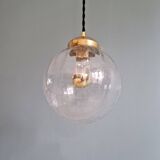 Vintage transparent cracked glass pendant, 1970s.