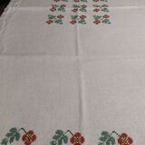 Vintage linen tablecloth and napkins acrylic embroidery 147 X 160 cm