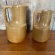 Pair of antique brenne pitchers in beige french stoneware vintage