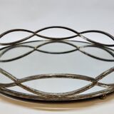 Round Tray In Silver Metal And Mirror