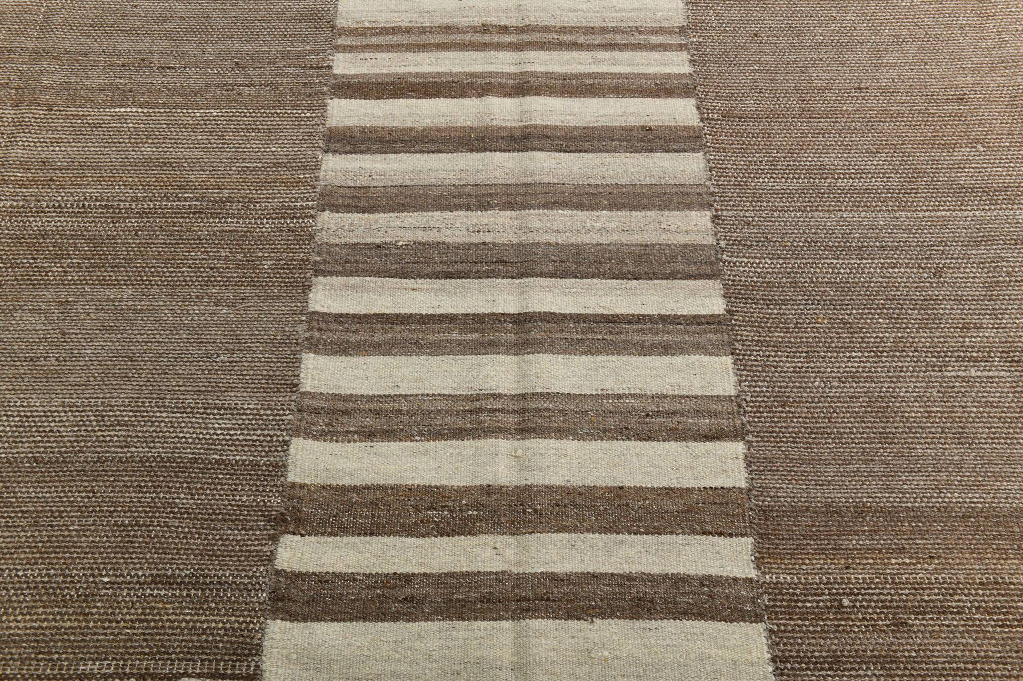 Beige Brown Oversize Vintage Kilim Rug, 322x388Cm