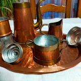 Copper milk jug and sugar bowl coffee maker