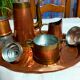 Cafetière pot à lait et sucrier en cuivre