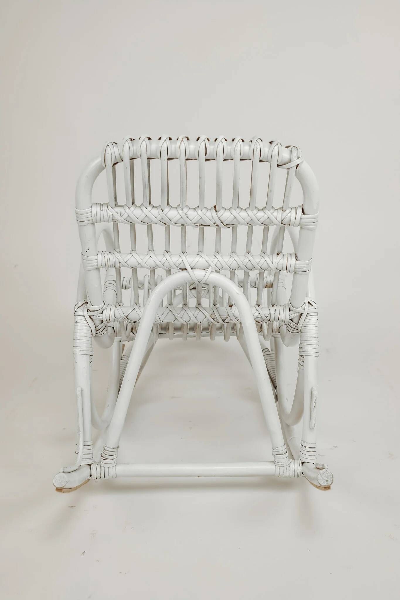 Chaise à bascule vintage pour enfant en rotin/bambou