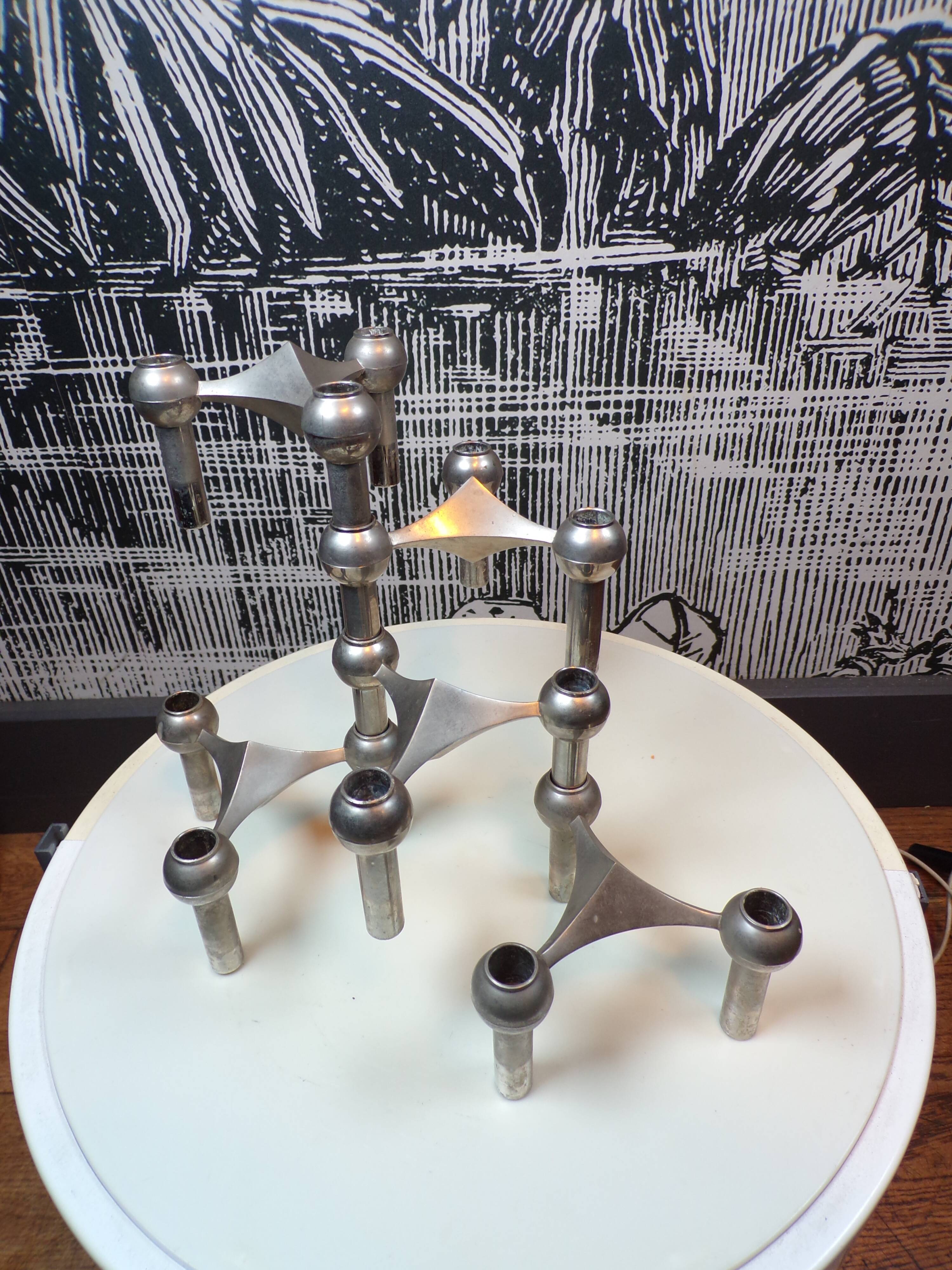 5 modular candle holders Nagel Bmf 1960s
