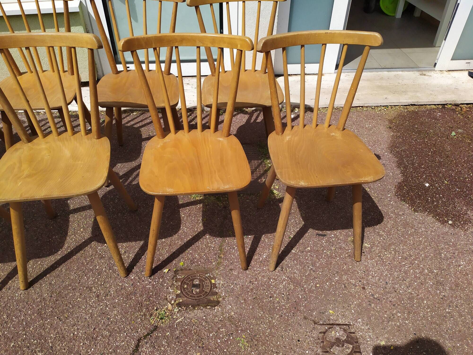 Set of 18 wooden bistro chairs - vintage - year 50 - 60