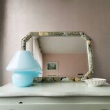 Vintage floral mirror in wood and cut glass, 80s