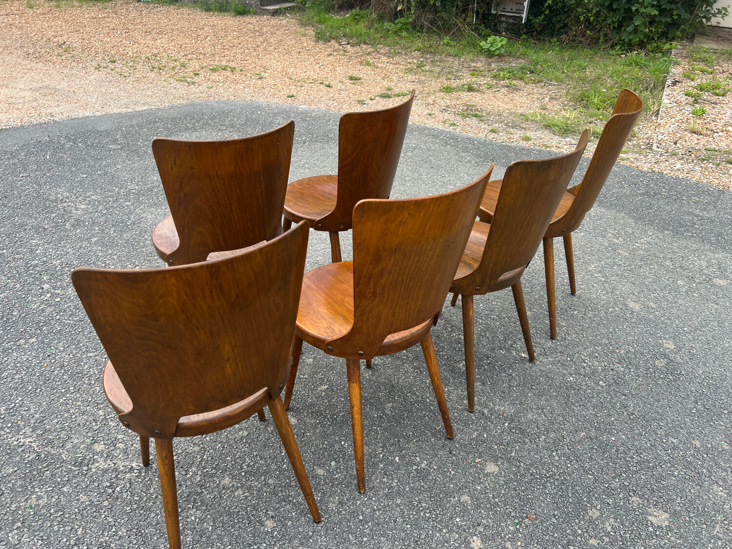 Suite of 6 Baumann chairs Dove model