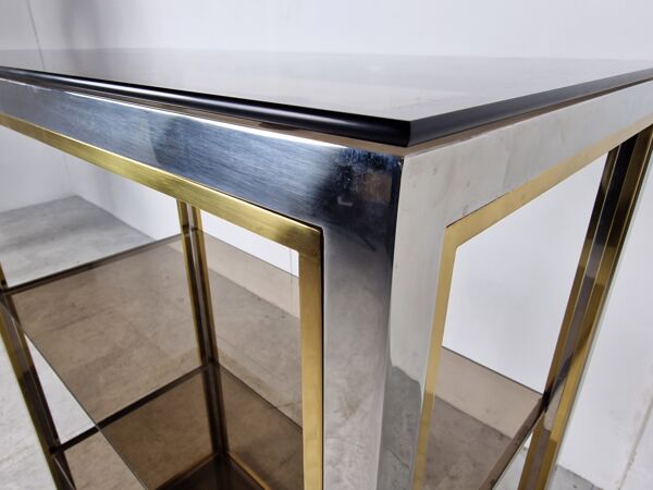 Etagère laiton vintage et chrome, années 1970