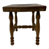 Brutalist solid wood stool , 1970's