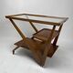 Chariot de bar en bois dans le goût de Charlotte Perriand, Italie années 1950