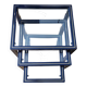 Set of 3 nesting tables by Pierre Vandel, lacquered blue metal with glass top, French 1970s Vintage.