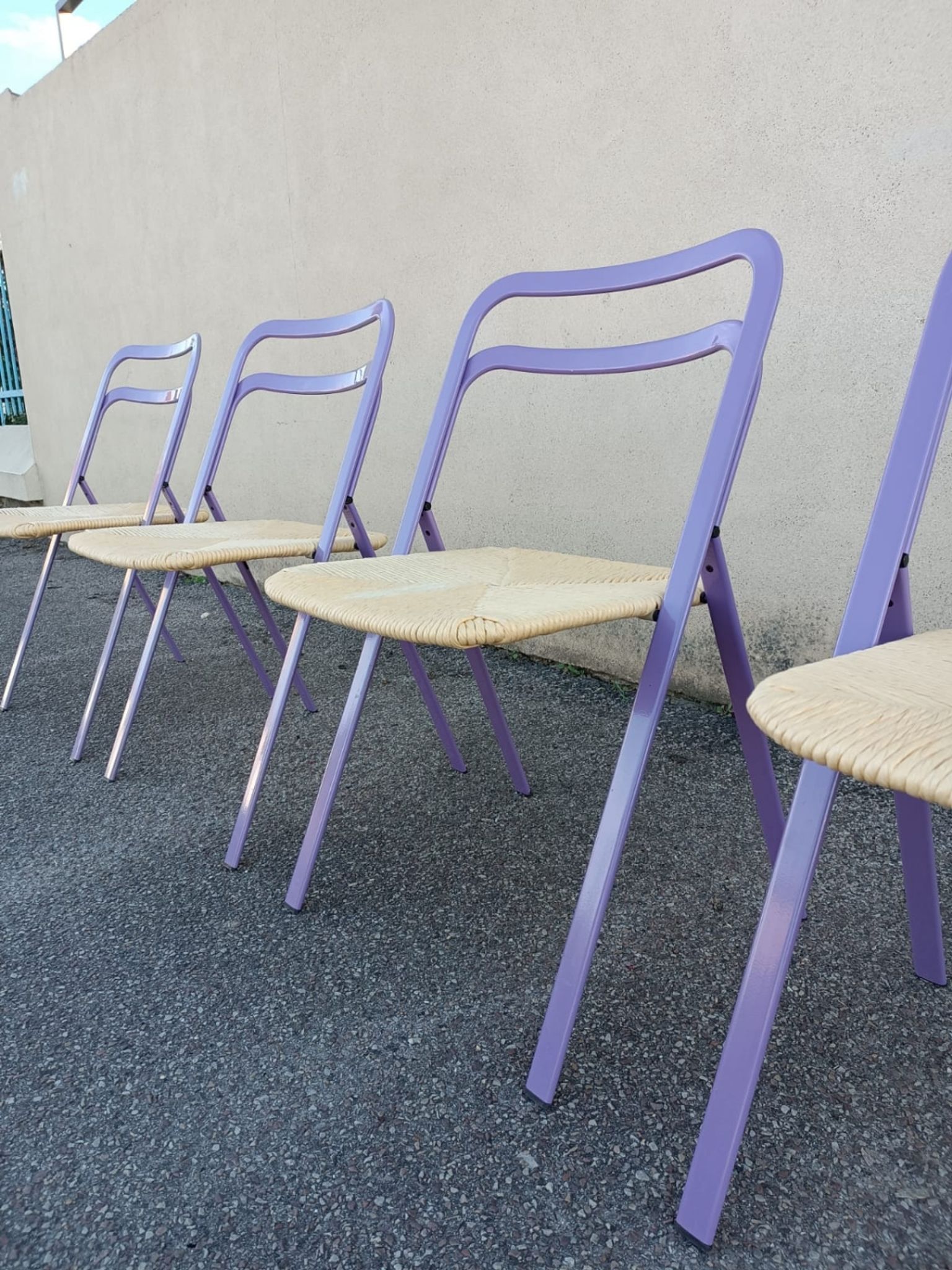 Set of 4 vintage Italian folding chairs by Giorgio Cattelan for Cidue, 1970s