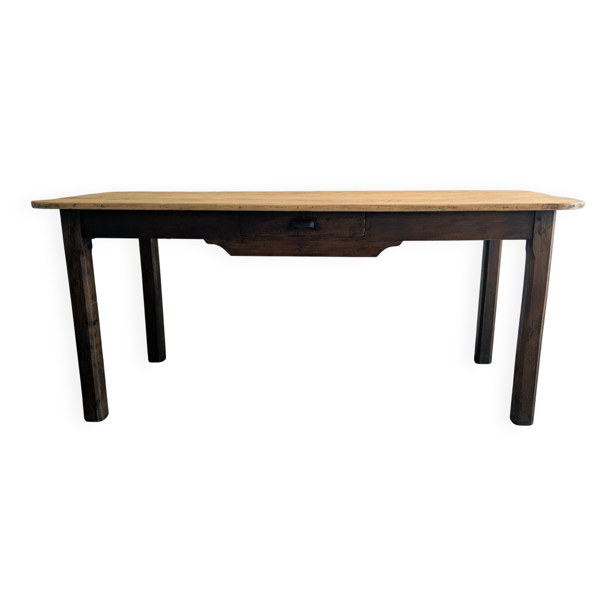 Antique farmhouse table in patinated solid wood - 178 cm