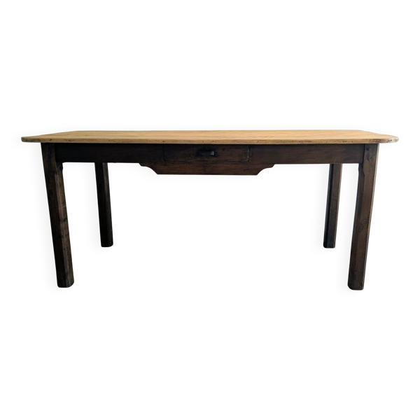 Ancienne table de ferme en bois massif patiné - 178 cm
