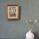 Mid-Century Modern Swedish "Balcony Garden" Vintage Oil Painting, Framed