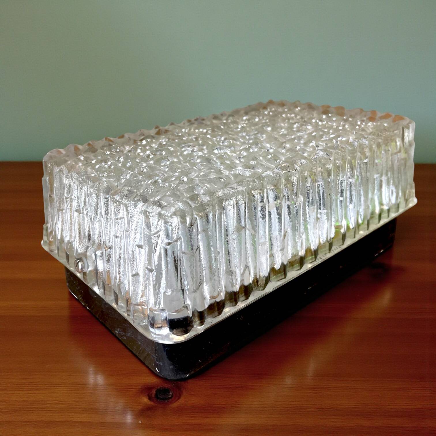 Rectangular glass flush mount ceiling or wall light