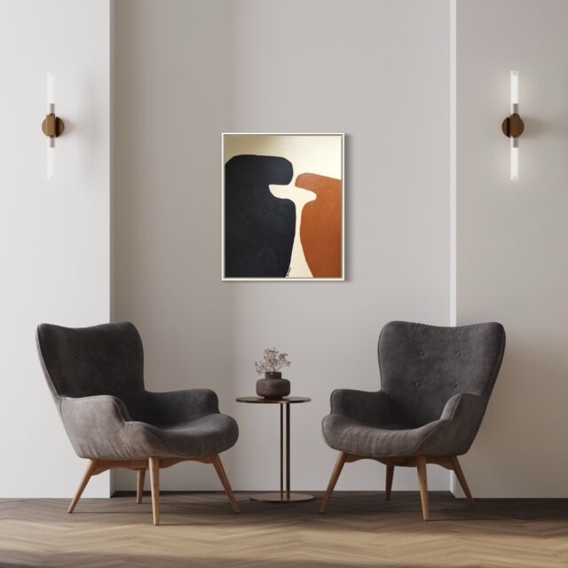 Abstract head to head, beige and black