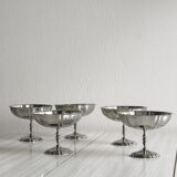 6 very large stainless steel footed bowls, Letang Remy style