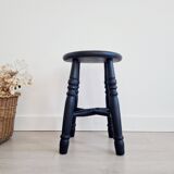 Antique black wooden stool, renovated