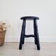 Antique black wooden stool, renovated