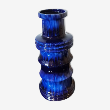 Vase XL pagode vintage bleu Céramique West Germany 266-53 Scheurich 1960