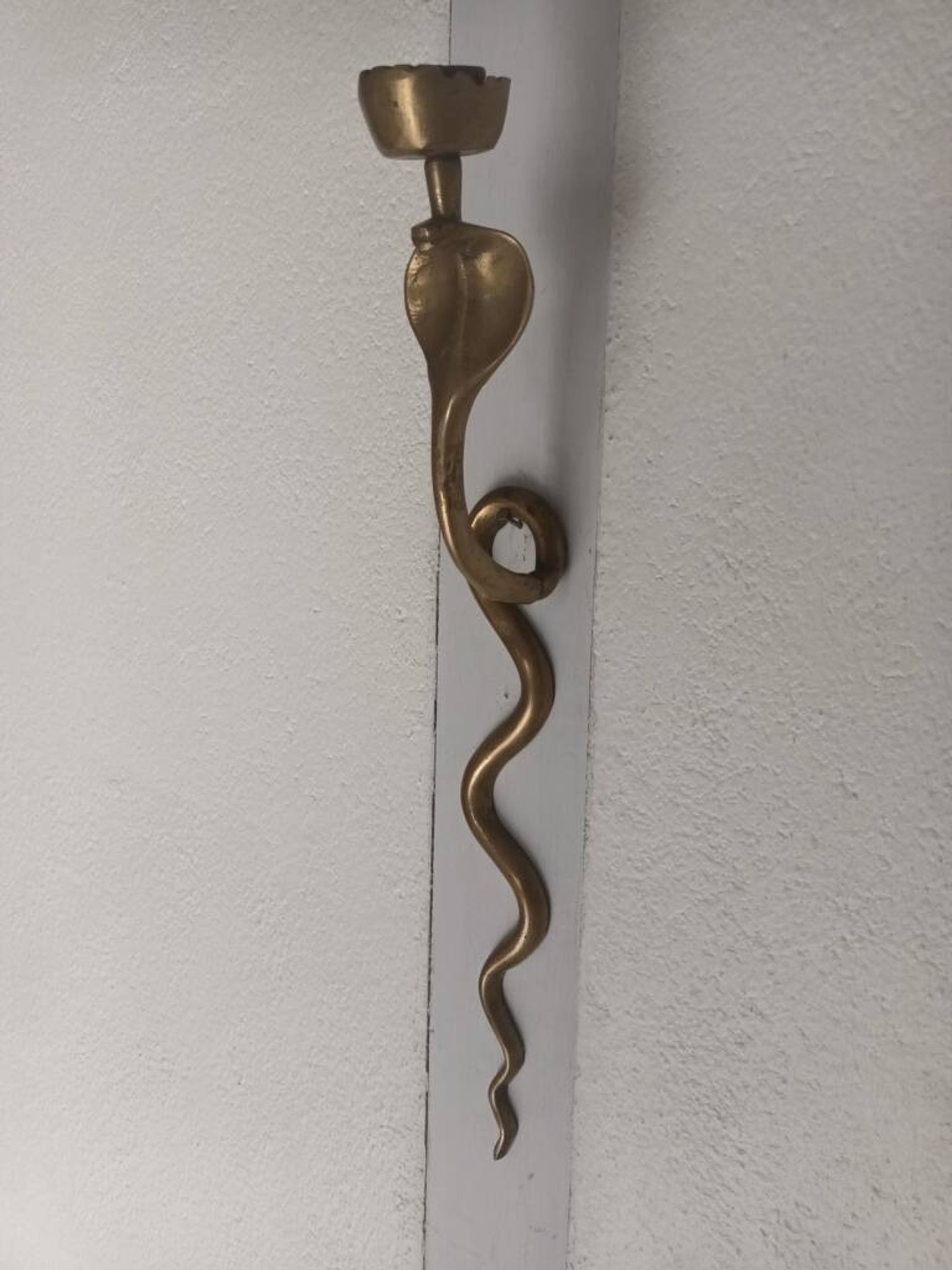 Bronze cobra candle holder wall sconce