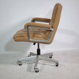 Modern leather office chair with chrome base, 1970s.