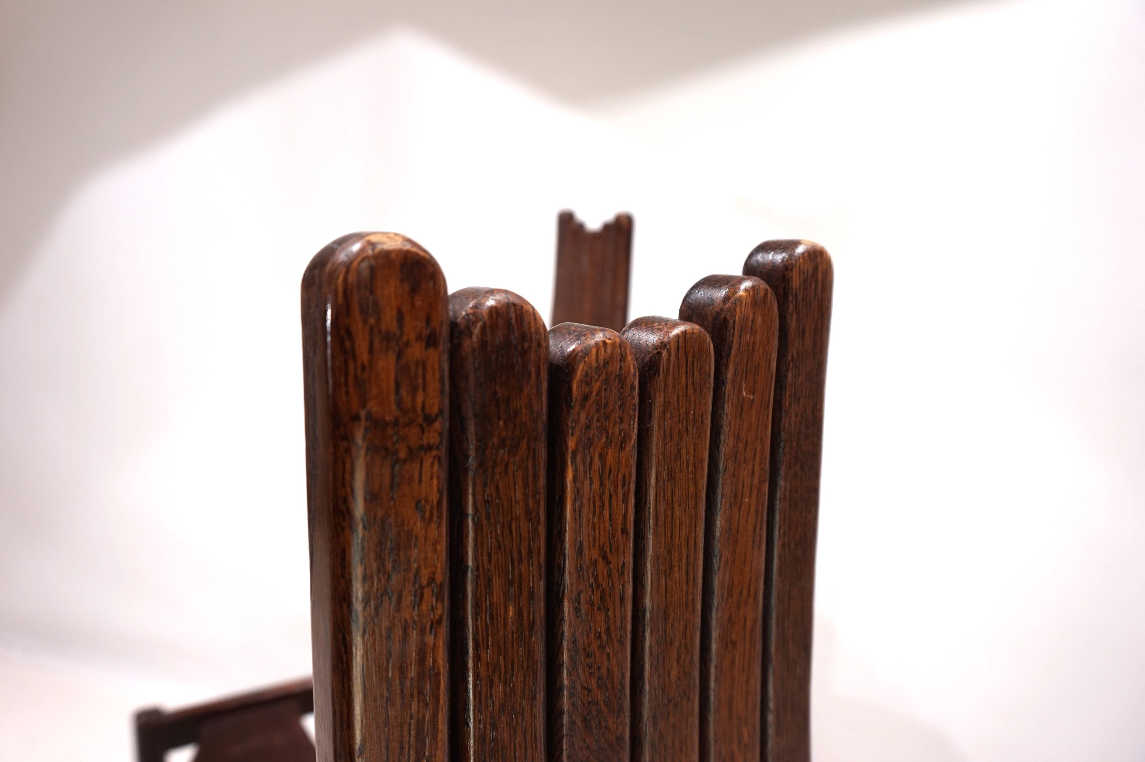 Set of 3 Allmilmö brutalist dining chairs oak, 1980