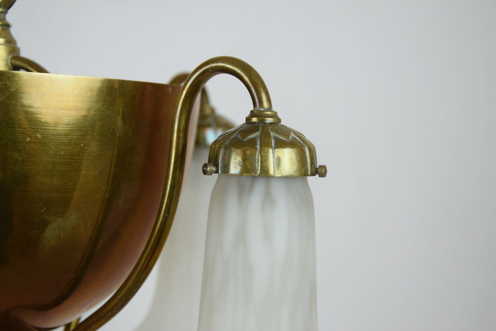 Brass suspension and art deco glass