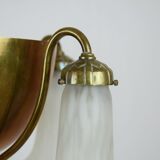 Brass suspension and art deco glass