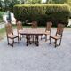 Table en bois massif de hêtre avec 5 chaises bois et cannage .