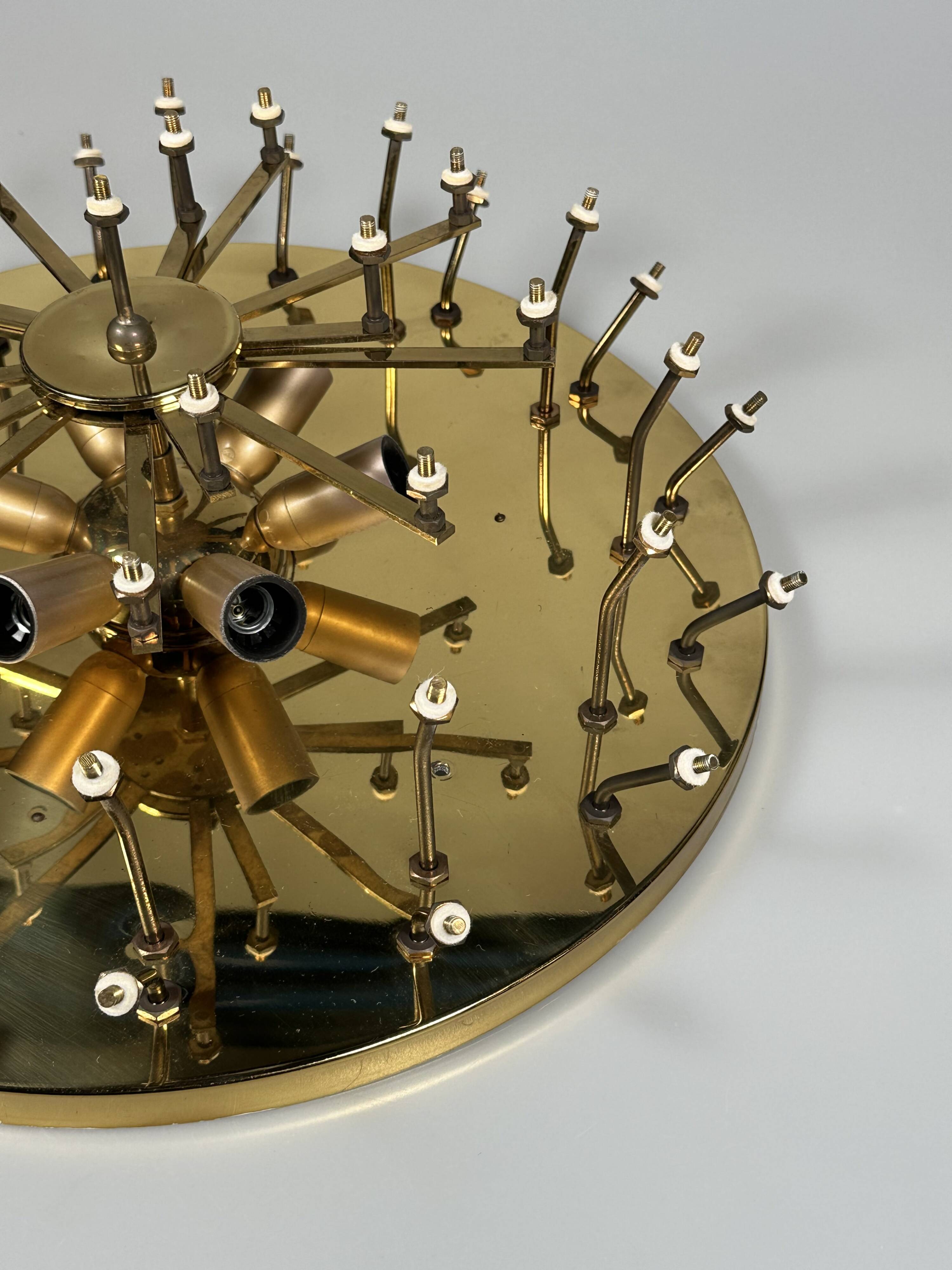 1960s/70s Ceiling Lamp Ernst Palme made of brass and glass, Germany