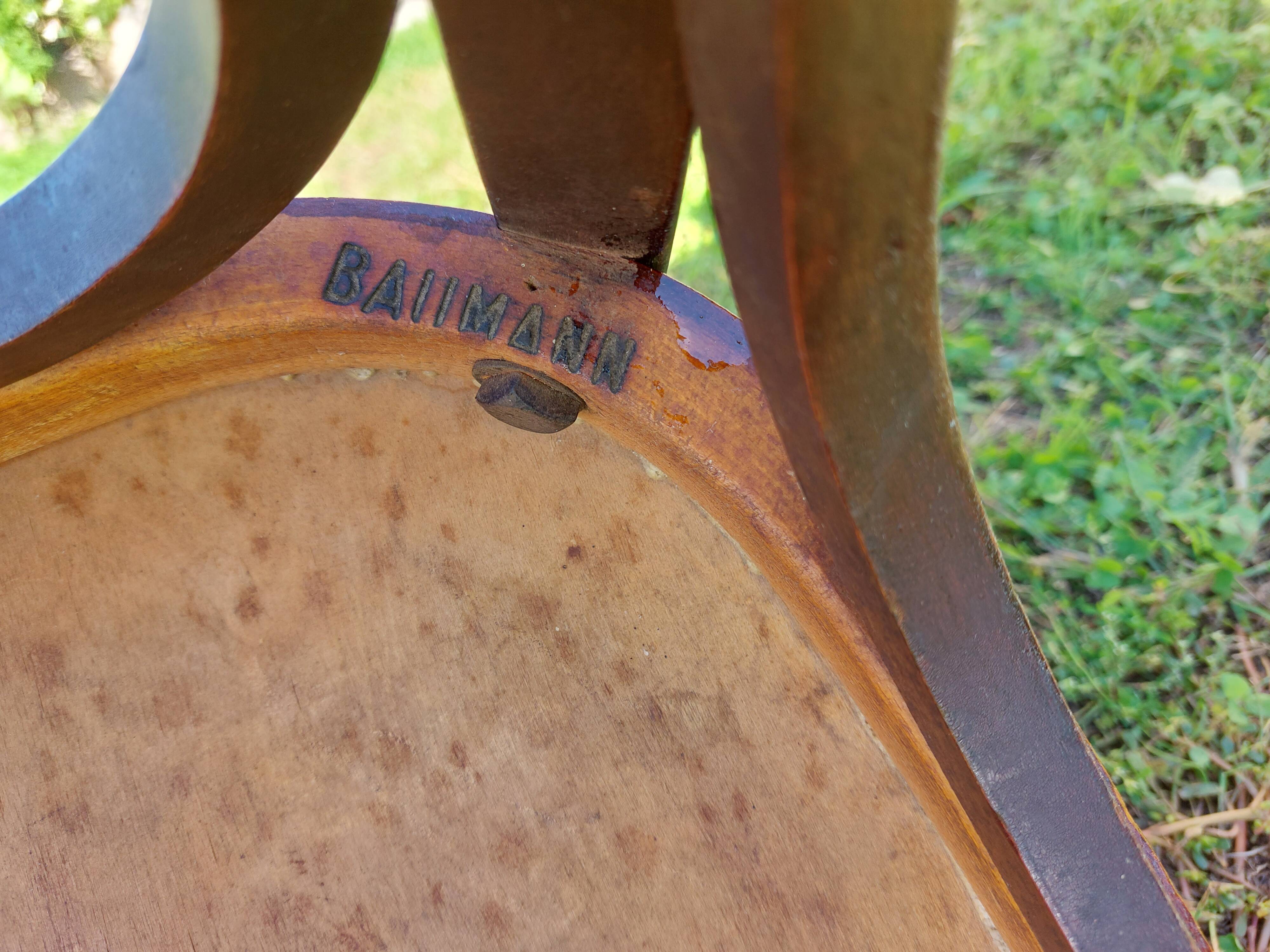Pair of baumann bistro chairs, dark oak color
