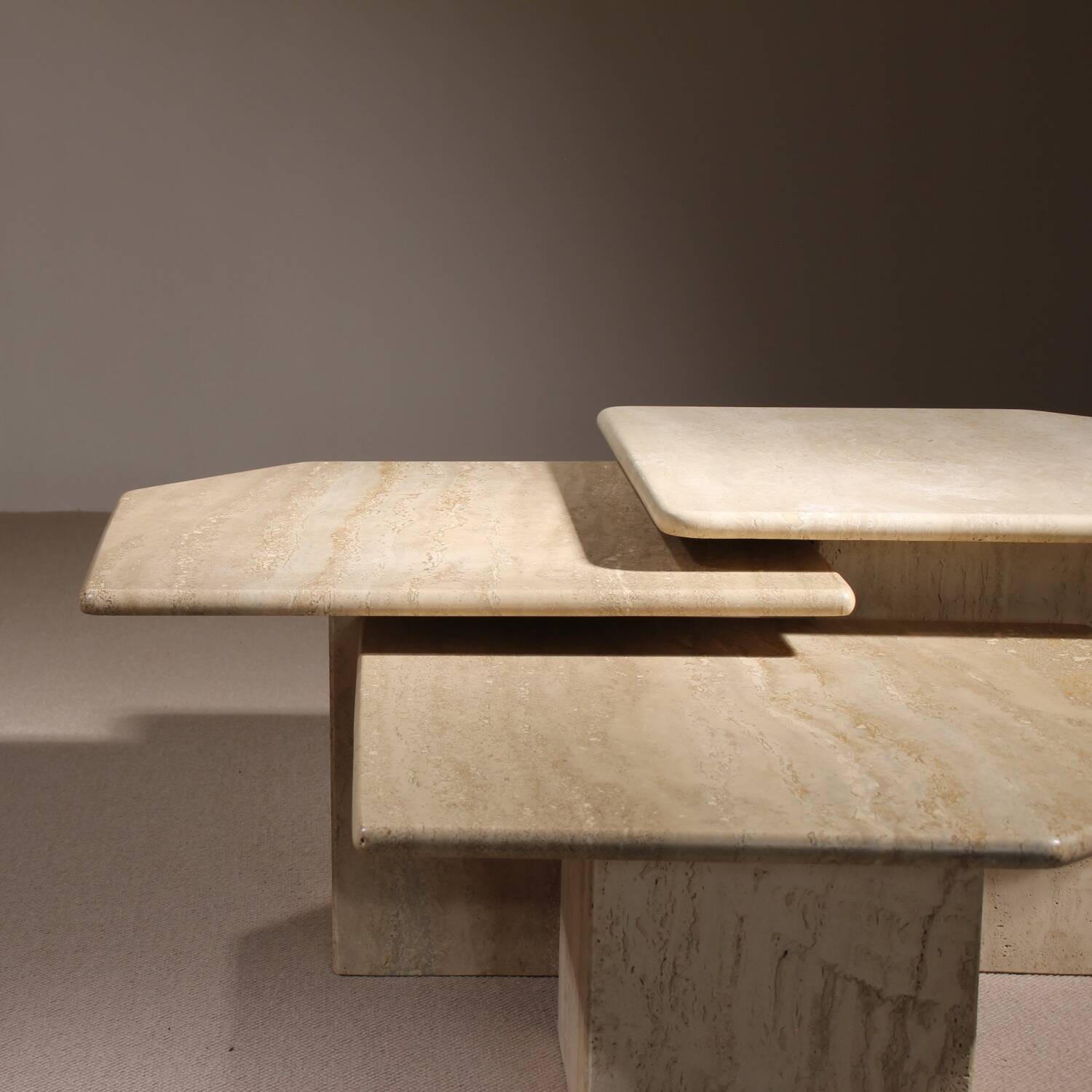 Nesting Table Set in Travertine | Italy 1970s