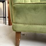 Banana sofa in pistachio green velvet, 1950