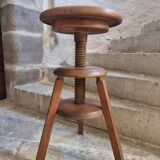 Vintage French adjustable beech stool, 1950s