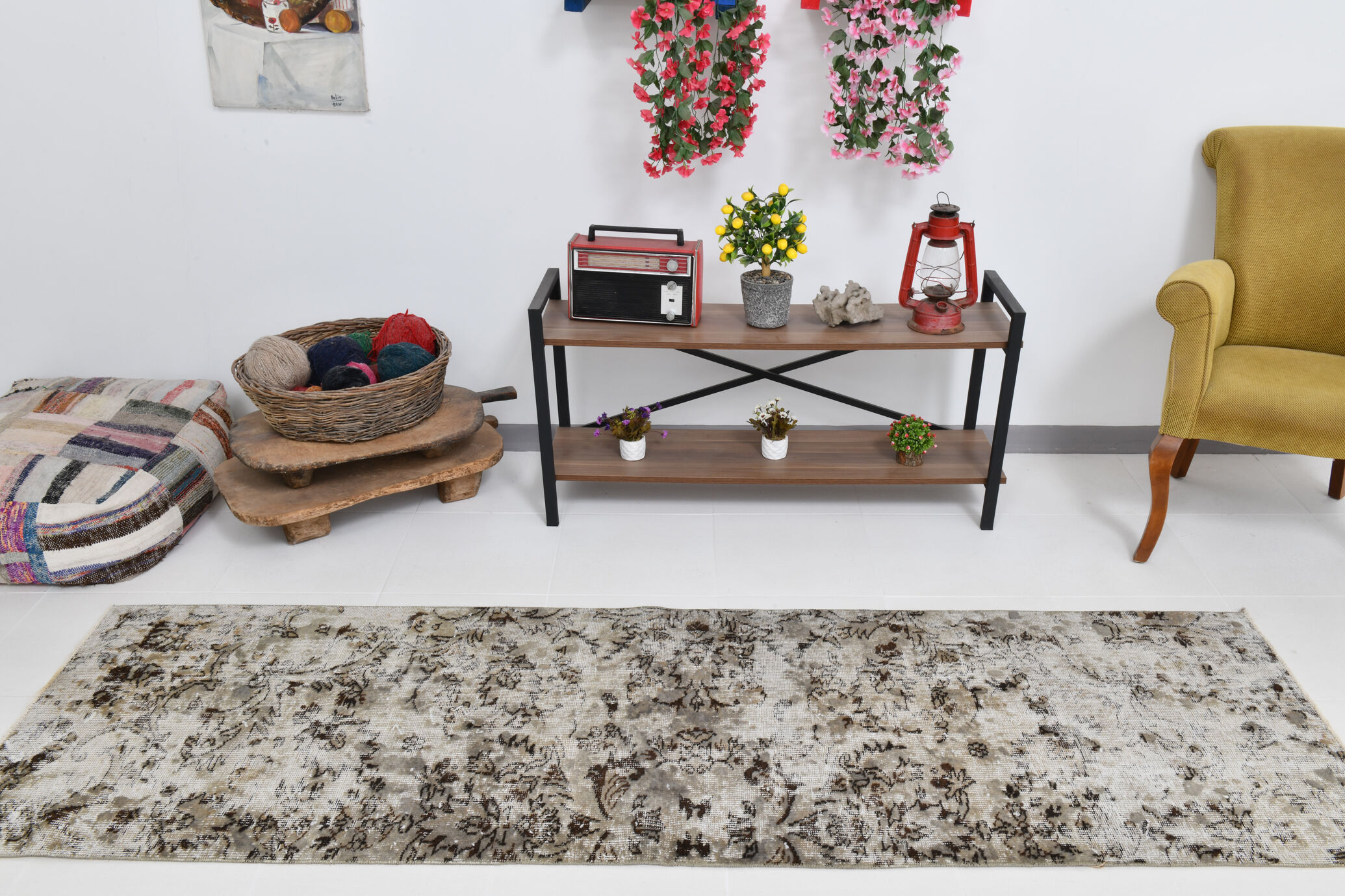 Floral vintage runner rug 81x264cm