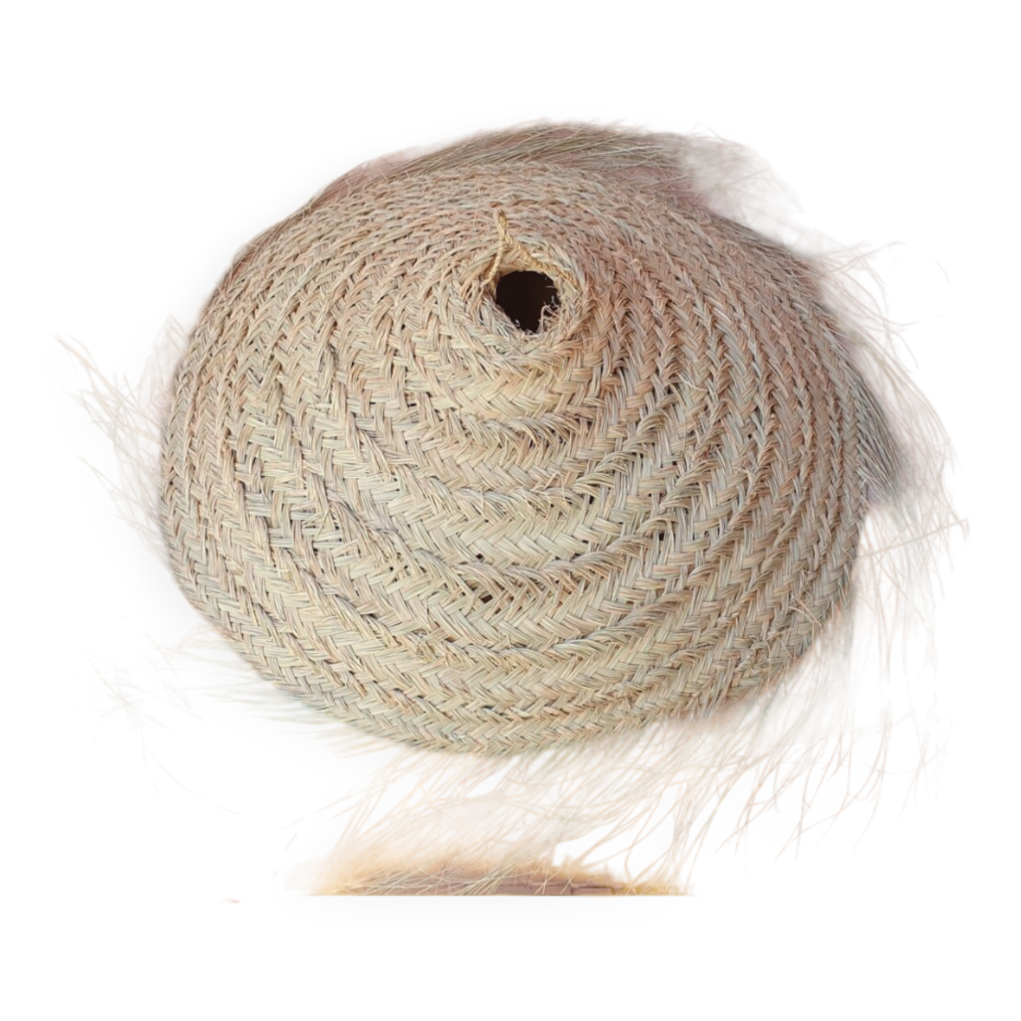 Parasol pendant lamp in braided natural fiber doum straw
