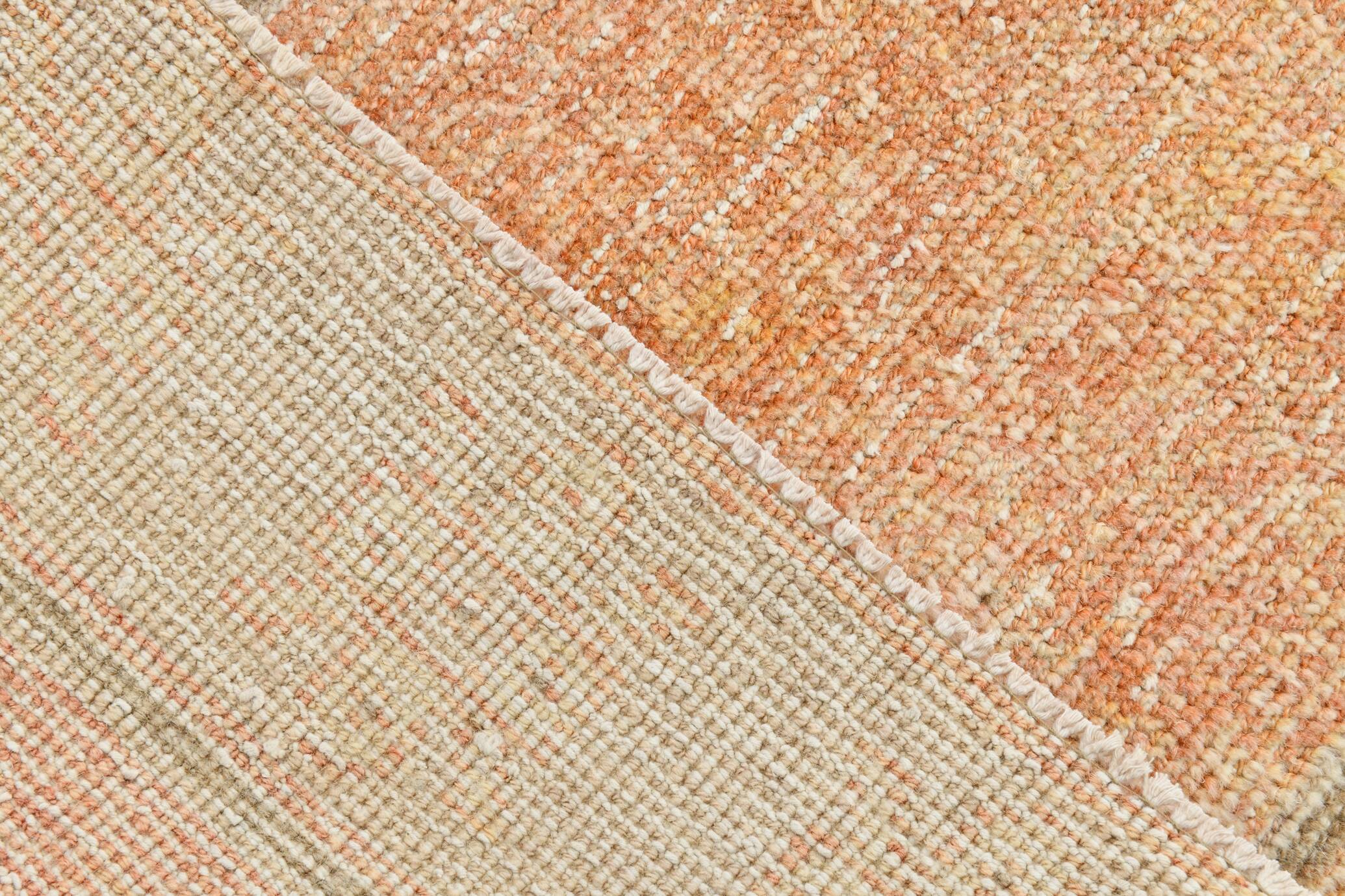 Pale Red & Cream Turkish Vintage Runner Rug, 83x376Cm