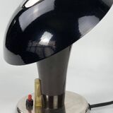 Vintage Bauhaus bedside lamp in brown bakelite and chrome, 1930s