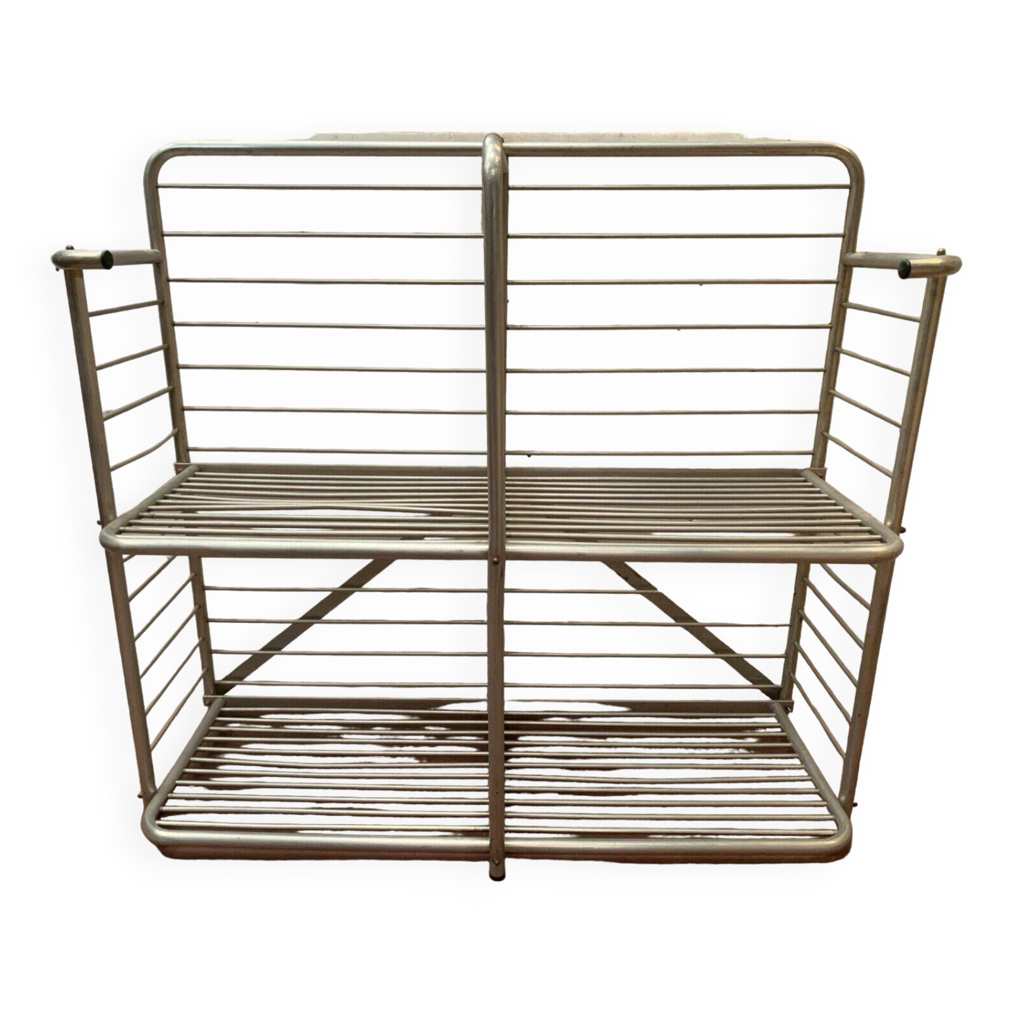 20th century curved aluminum bakery rack