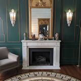 Art Deco gilded trumeau, bevelled mirror