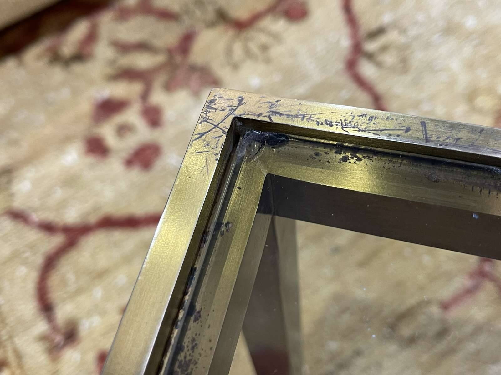 Set of 3 brass nesting tables by Guy Lefevre for Maison Jansen