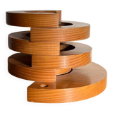 Round pine wall light, 1970